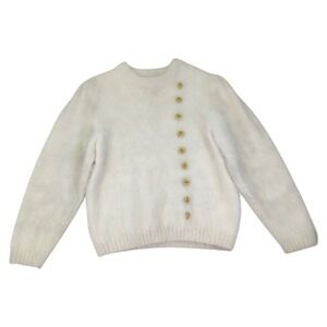Vintage Cream Ceau Mar Sweater Gold Rose Knit Pullover Long Sleeve Womens Medium